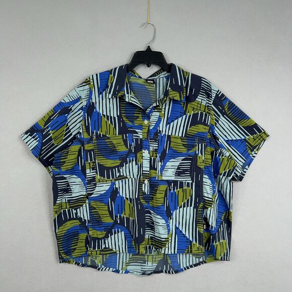 REI Co-op Shirt Womens 2XL Blue Green Abstract Print Lightweight Stretch Hiking - Picture 1 of 15